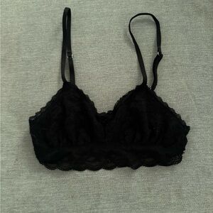 Aerie Black Lace Wireless Bra with Scalloped Trim